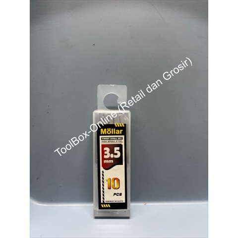 (Min 5) 1 Pak (10Pcs) Mata bor Besi Putih MOLLAR 3.5 mm