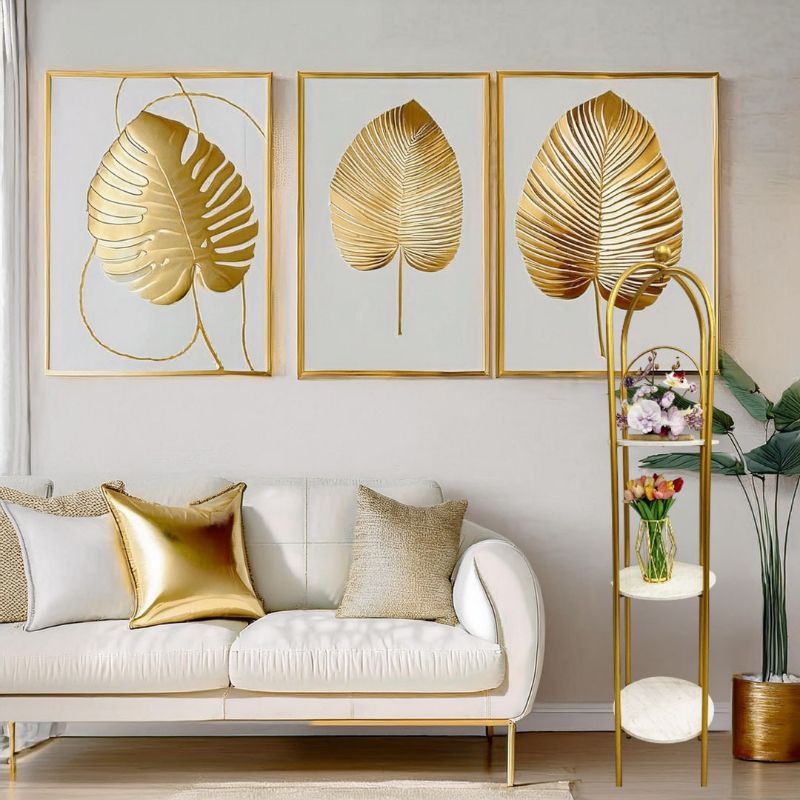 Rak sangkar burung gold minimalis Rak serbaguna rak sudut ruang tamu/Rak sangkar burung gold minimal