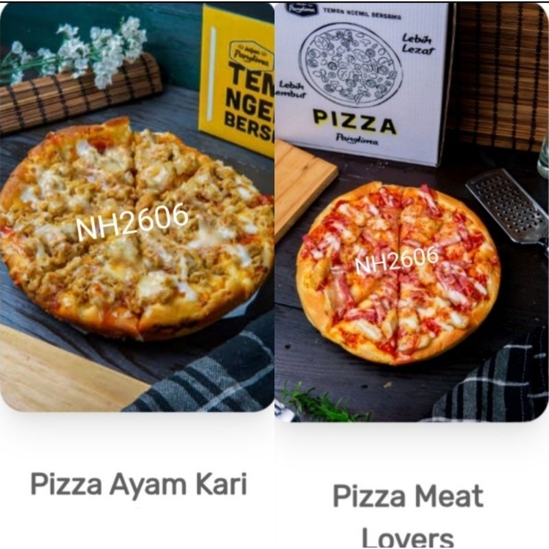 

1 Pizza Ayam kari + 1 Pizza Meat Lovers Panglima
