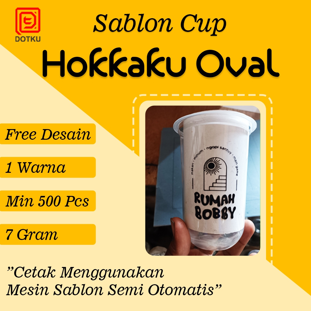Custom Sablon Cup Oval Plastik 14oz / 16oz Hokkaku – Cetak Logo Usaha | Cup Boba, Jus, Murah