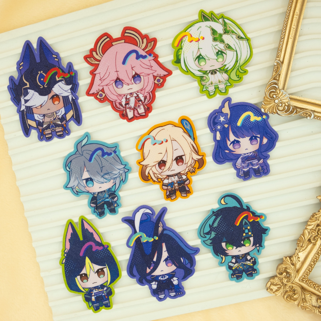 

Genshin Impact Vinyl Glitter Laminated Sticker Group D | Decoration | Journal | Collection | Game | Anime