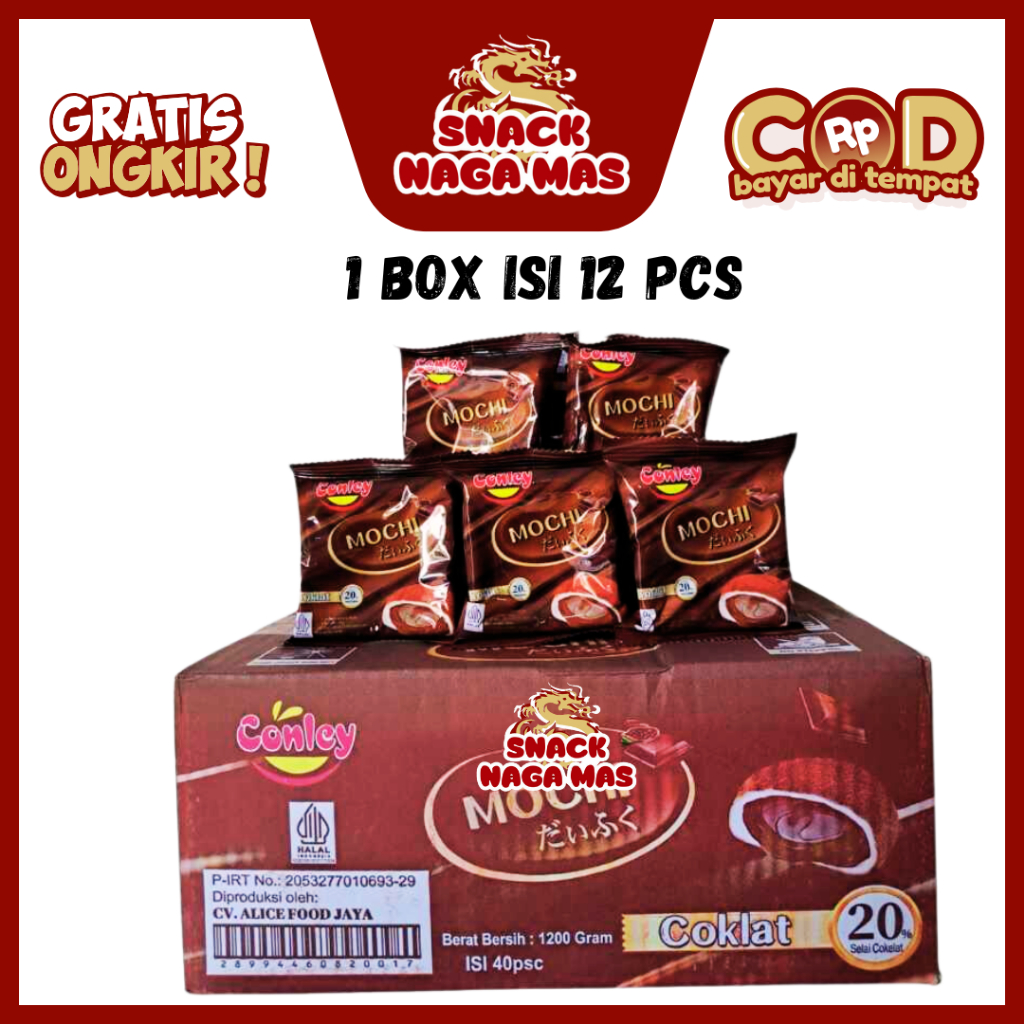 

CONLEY KUE MOCHI 12 PCS LEMBUT KENYAL DAN ENAK RASA SUPER COKLAT