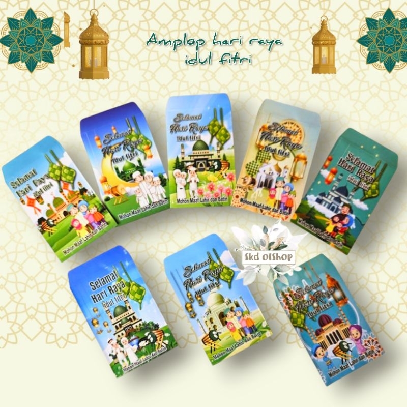 

Amplop lebaran Angpau lebaran kartun muslim serie J isi 10 lembar