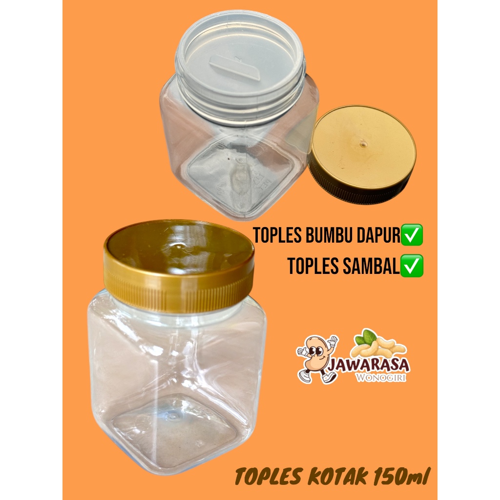 JAR TOPLES KOTAK 150ML CLEAR PET/TOPLES KOTAK 150ML/TOPLES BUMBU DAPUR/TOPLES SAMBAL