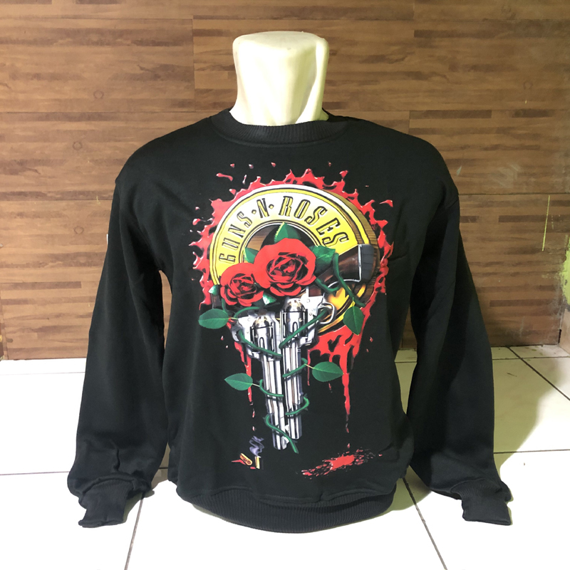 Sweater Guns N Roses Band GNR Crewneck Sweeatshirt Bahan Katun