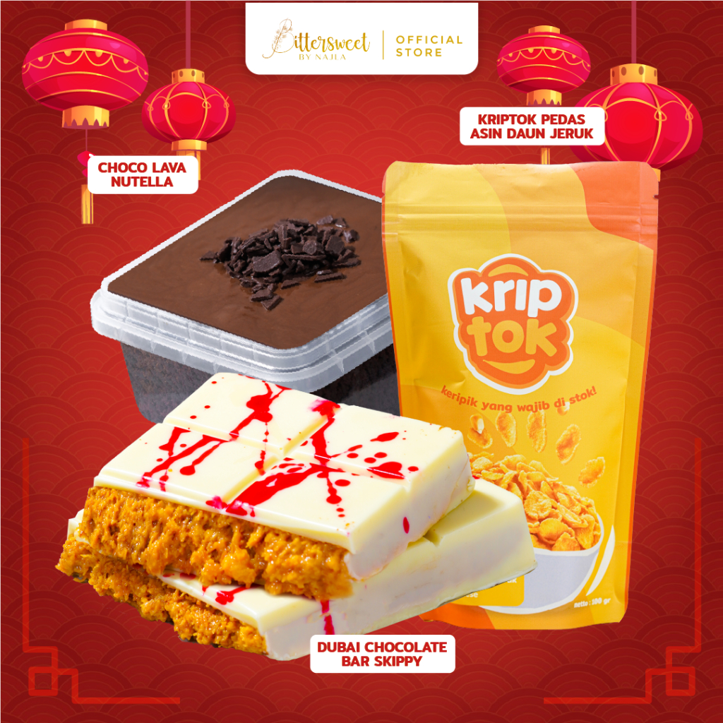 

Dubai Chocolate Bar Skippy ( BIG SIZE ) + Choco Lava Nutella + Kriptok Pedas Asin Daun Jeruk ( PayDay )