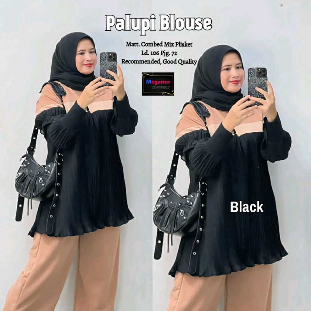 BLOUSE PLISKET WANITA KOREAN STYLE LENGAN PANJANG MOTIF TERBARU PAKAIAN WANITA BAJU ATASAN