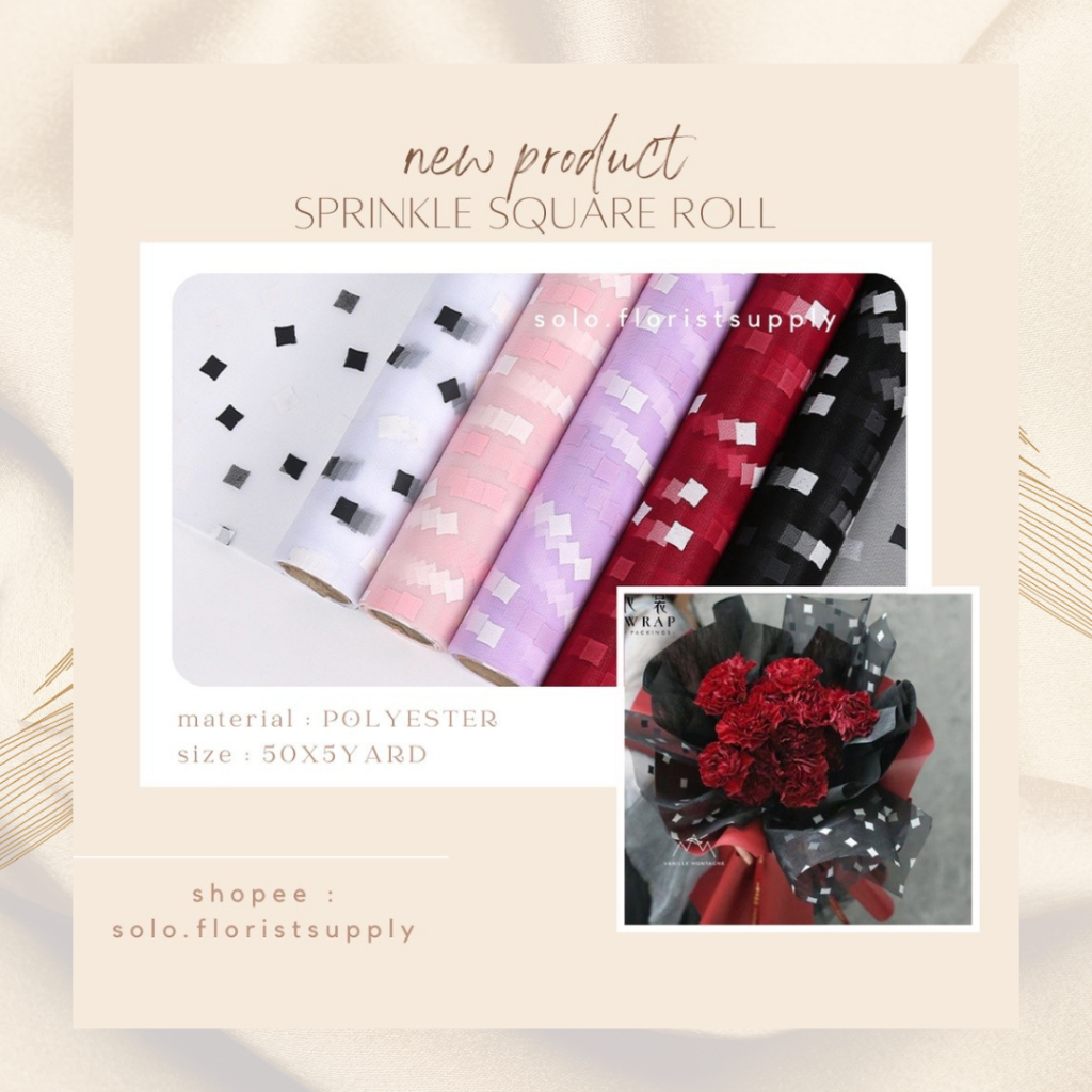 

5YARD FLOWER WRAPPING SPRINGKLE SQUARE ROLL MESH KOREAN GOLD STAR TILE ROLL KERTAS BUNGA (1 ROLL)/ FLOWER WRAP/ PEMBUNGKUS BUNGA HAND BOUQUET KOREAN JARING ROLL KERTAS BUKET BUNGA (1 ROLL) FLOWER WRAP PEMBUNGKUS BUNGA HAND BOUQUET