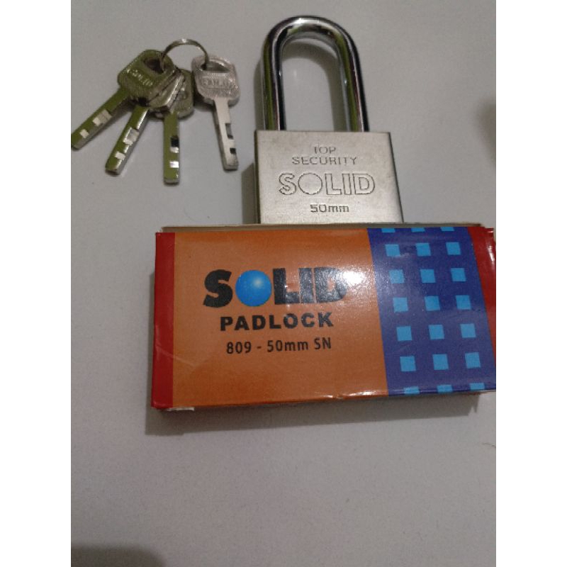 Gembok pagar 50mm leher panjang/gembok baja SOLID 809-50MM SN/gembok solid 50mm leher panjang