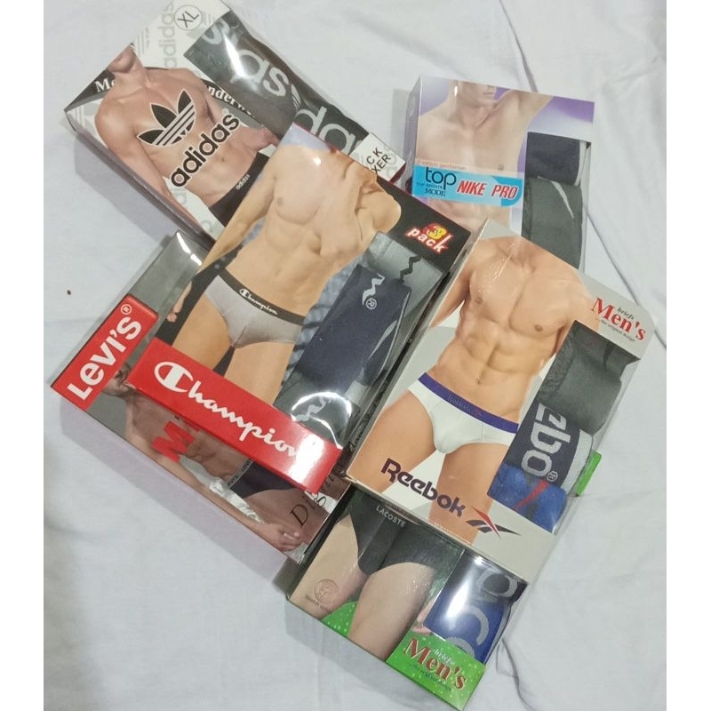 COD 1 BOX ISI 3PCS CELANA DALAM PRIA Reebok MODEL BRIEF/CELANA DALAM PRIA REEBOK NIKE ADIDAS LACOSTE