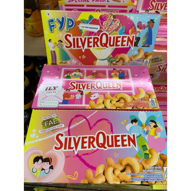 

SilverQueen Kacang Mede, Silver queen Mete 58gr isi 2 pcs, Silver Queen Cashew REG 58gr, 2pcs coklat Silverqueen mete, Edisi Valentine mede, SILVERQUEEN BUY 1 GET 1 FREE