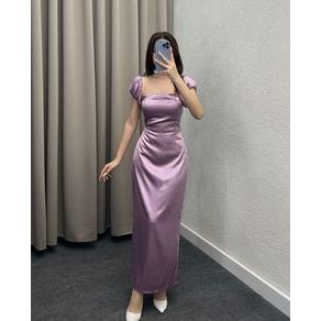 Elisa Dress Brukat Satin Velvet Premium Wanita Viral 2025 By Fashion.fuchia