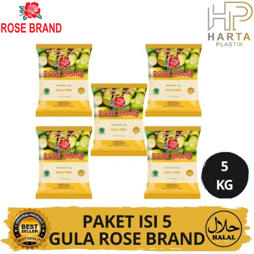 

Paket isi 5 - Gula Rose Brand 1 Kg x 5 pcs / Kemasan Pouch / Gula Tebu Kristal Putih