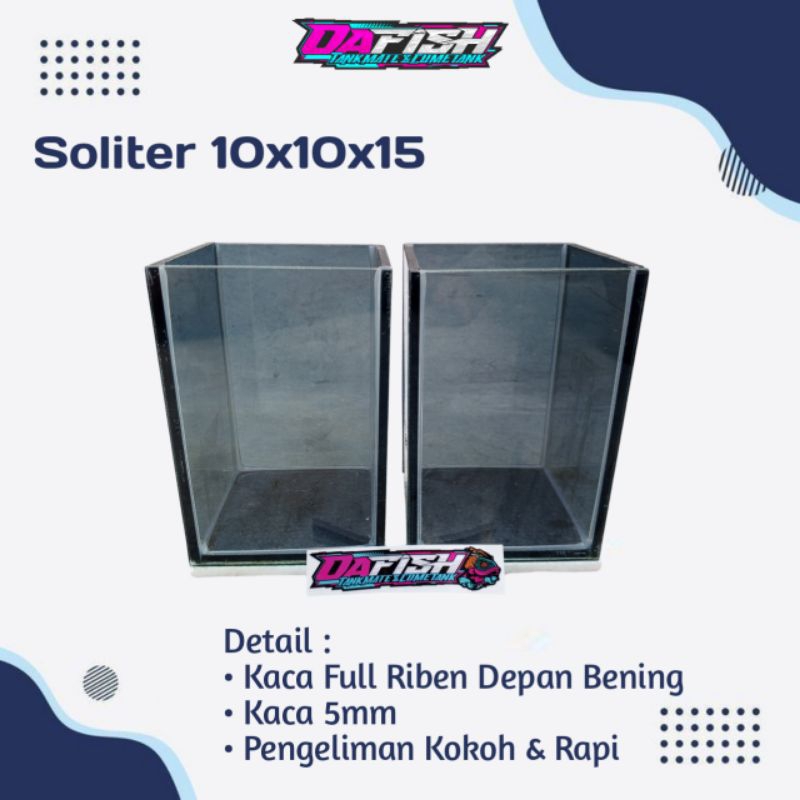Aquarium Mini | Aquarium kaca 10x10x15 | Soliter Cupang