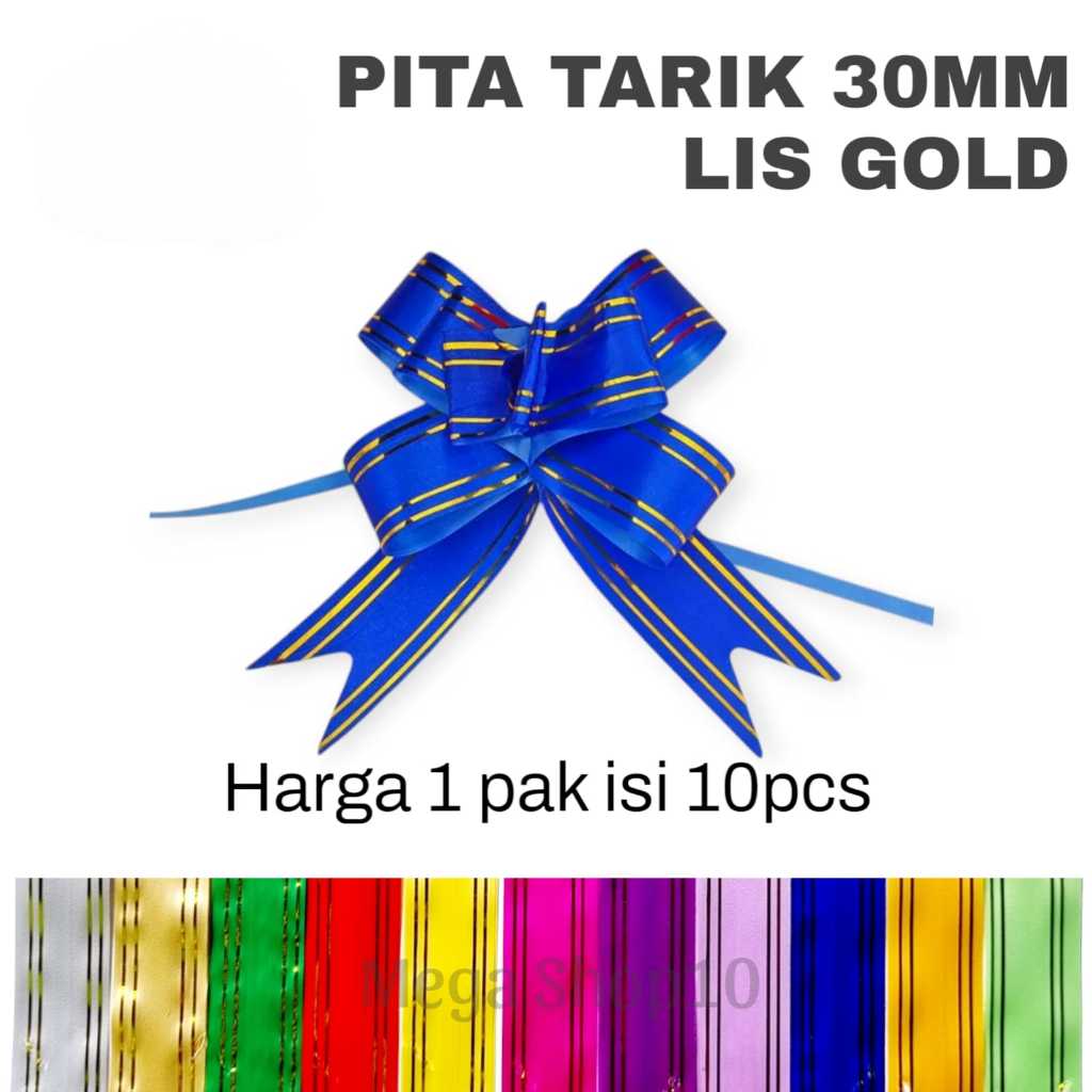 

Pita Tarik / Pita Serut 30mm Lis Gold isi 10pcs