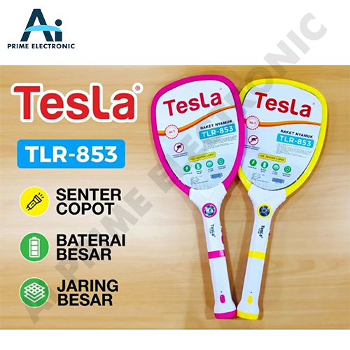 ORIGINAL TESLA TLR-853 Raket Nyamuk Senter Rechargeable Raket Nyamuk Listrik Cas