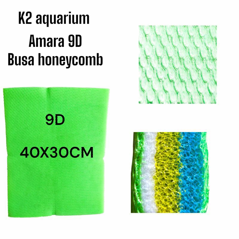 AMARA 9D Busa Filter Cotton Aquarium 40x30x2,5 Cm Penyaring Air Ikan Honeycomb Magic Filter sponge