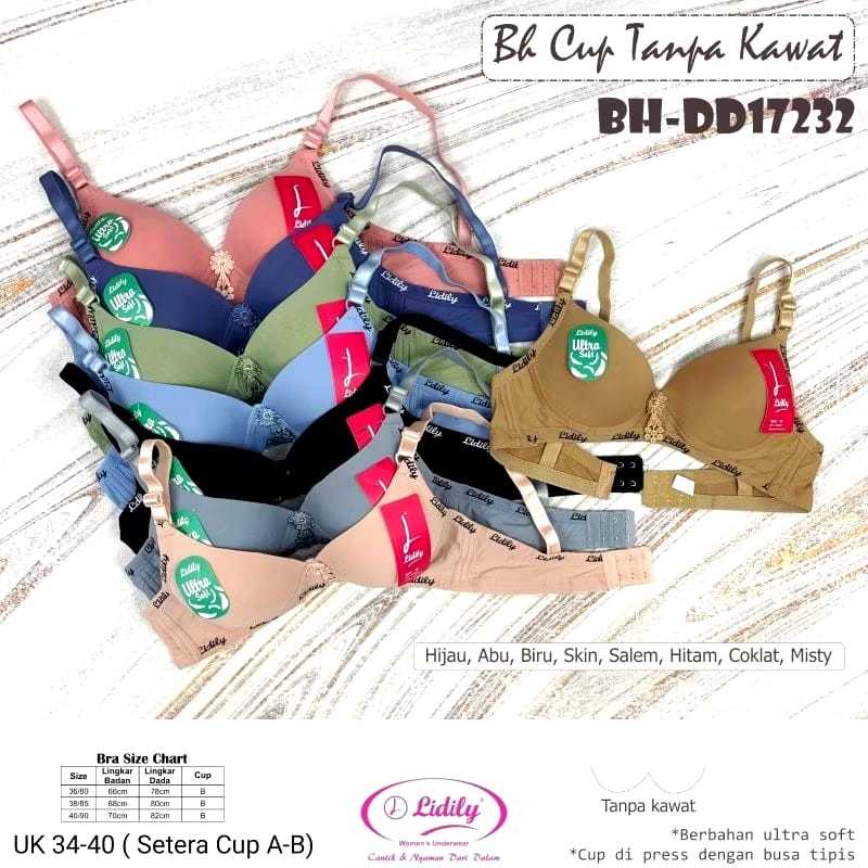 Bra Lidily Busa DD17232 BH Tanpa Kawat Setara Cup A-B Kait 2