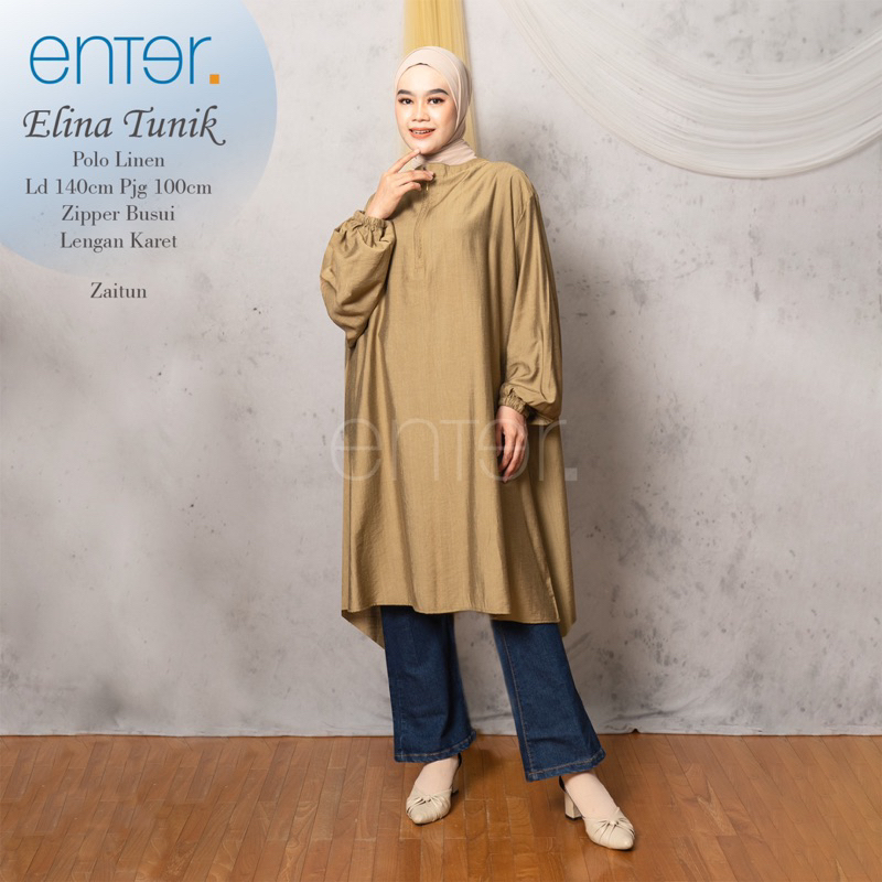 Tunik wanita by Enter Elina Tunik matt Polo Linen ld 140 pj 110