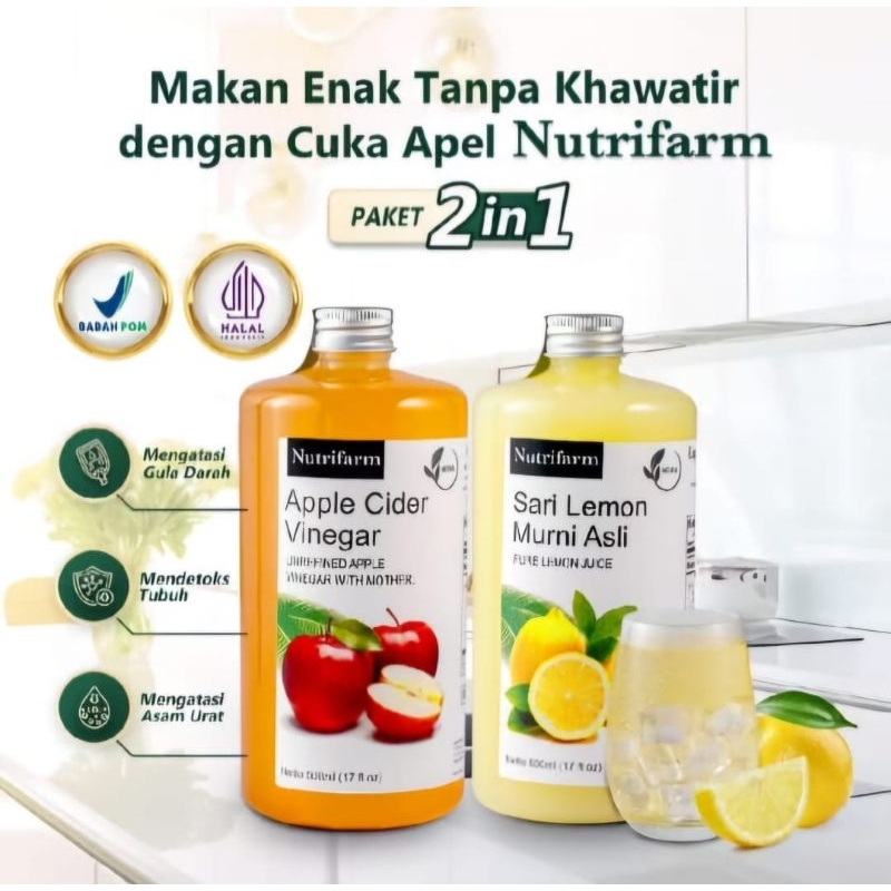 

PAKET 2IN1 NUTRIFARM Cuka Apel dan Sari Lemon