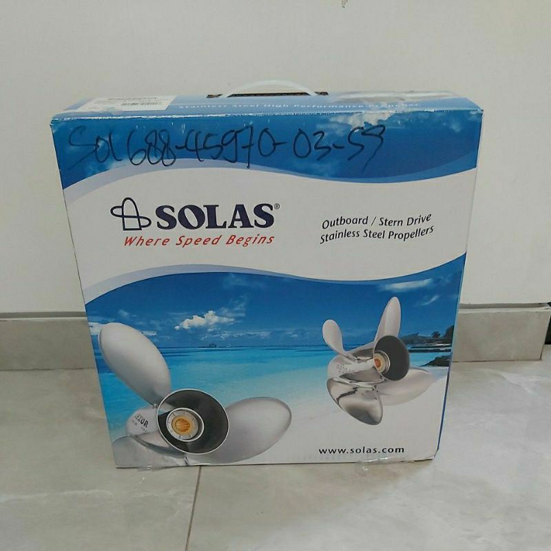 Propeller Solas stenlis mesin tempel Yamaha 85pk ukuran 19in