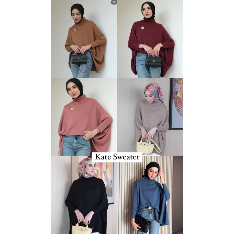 KATE SWEATER GONEGANI BROWN SPICY CORAL MAROON MOCCA BLACK DENIM MAGENTA NUTELLA