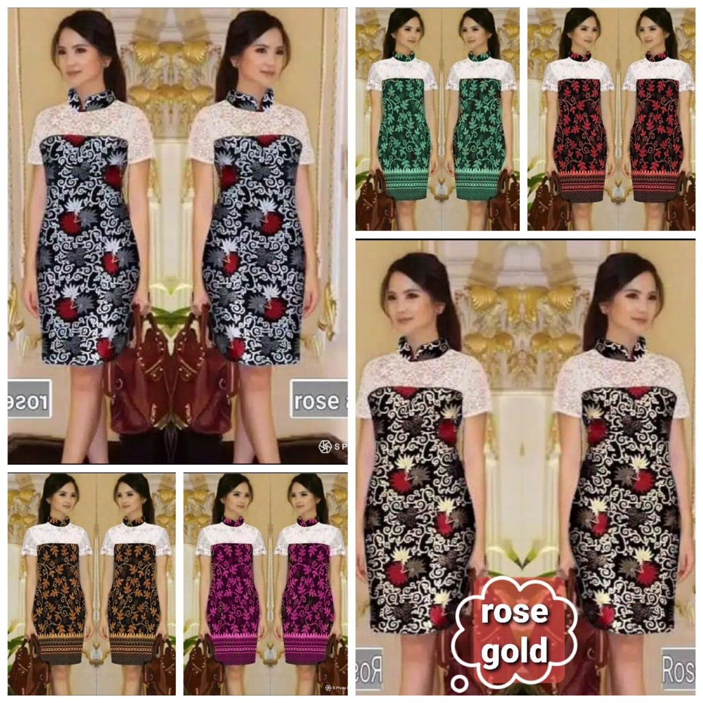 Pakaian Dres Wanita Model Kekiian Brukat Batik Wanita Baju Kondangan Gaun Pesta Brokat Kerja Kantor 