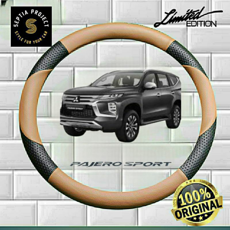 Sarung stir mobil Mitsubishi Pajero / Pajero sport, Cover stir Pajero Bahan kulit sintetis original
