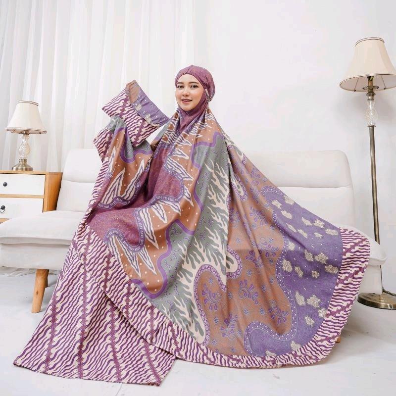Mukena Dewasa Motif Batik Trevel Rempel Jumbo Bahan Rayon Terbaru 2025