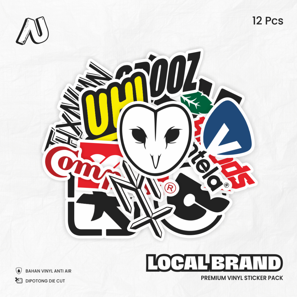 

Sticker Brand Lokal Stiker Distro Aesthetic Vinyl Waterproof Laptop HP Motor Anti Air Keren