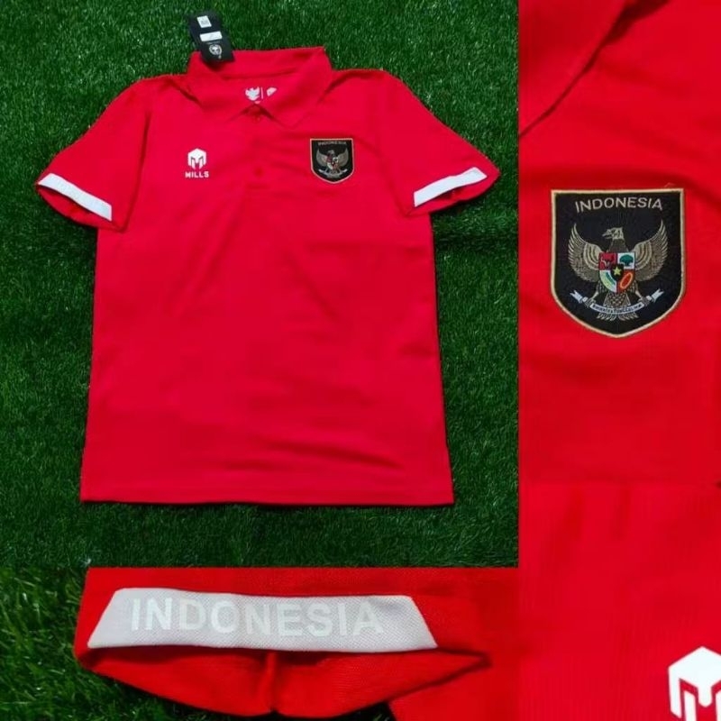 Jersey Polo Indonesia Merah Mills 2023