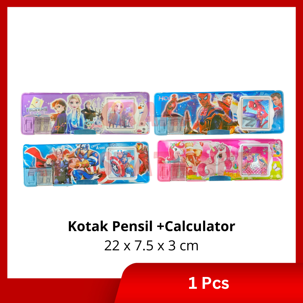 

Kotak Pensil Rautan + Calculator Murah Karakter Fancy / Pencil Case Rautan + Calculator Murah