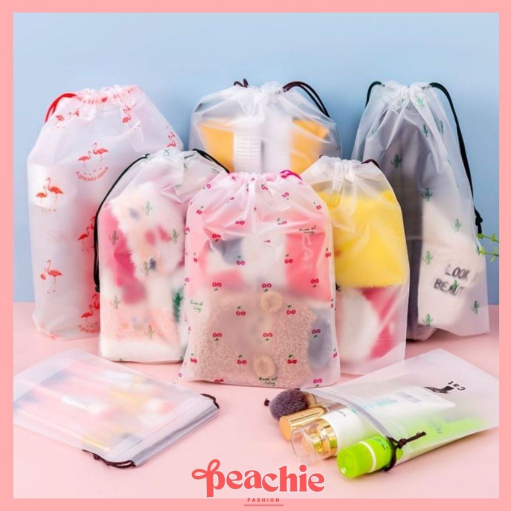 PEACHIE | PART1 PK058 TRAVEL POUCH MOTIF LUCU BROWN ORGANIZER SERBAGUNA POUCH SERUT POUCH ANTI AIR
