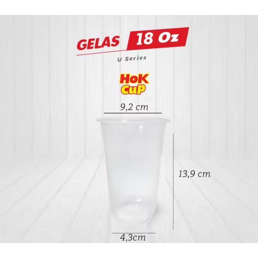Gelas Plastik 18 Oz Oval Hok Cup Bening Tebal Plus tutup isi 50 Murah Sekali Pakai Minuman Es teh