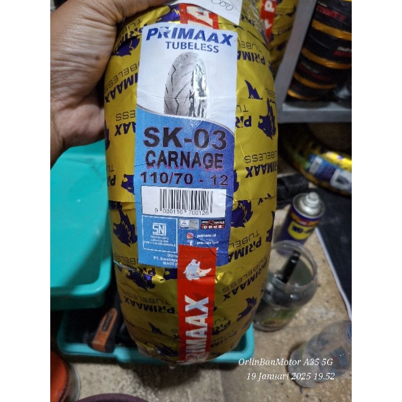 BAN PRIMAX SK03 110/70-12 TUBLES/BAN DEPAN FAZZIO/BAN BELAKANG PRIMAX FAZZIO/BAN FAZZIO BELAKANG/BAN