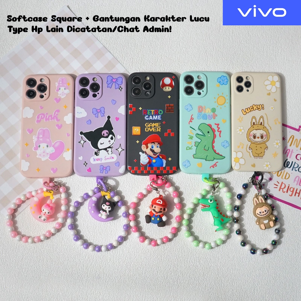 [MS1] Softcase + Tali Gantungan Karakter 3D For VIVO Y22S Y02T Y03T Y18 VIVO Y17S Y16 Y15S Y01A Y15 