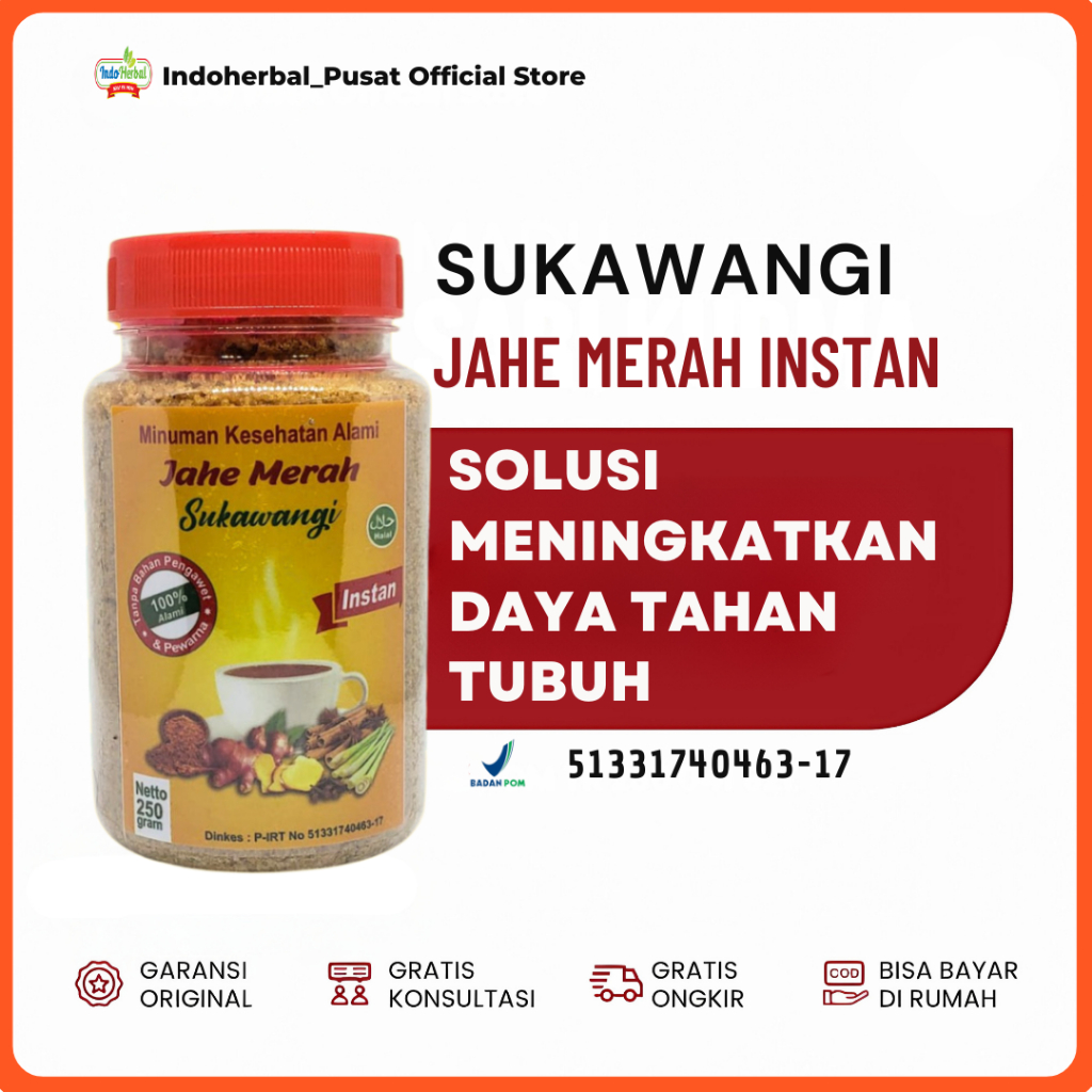 

Jahe Merah Instan Sukawangi 250 gr Minuman Jahe Merah Sukawangi