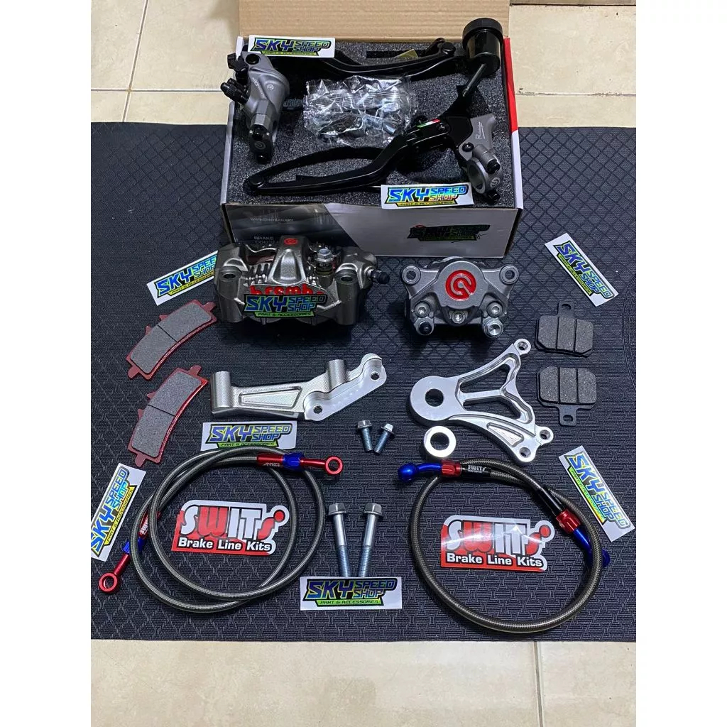 PAKET MURAH  NINJA R rr ss krr zx KALIPER BREKET CAKRAM MASTER REM VIETNAM SELANG REM KARBON 4 PISTO