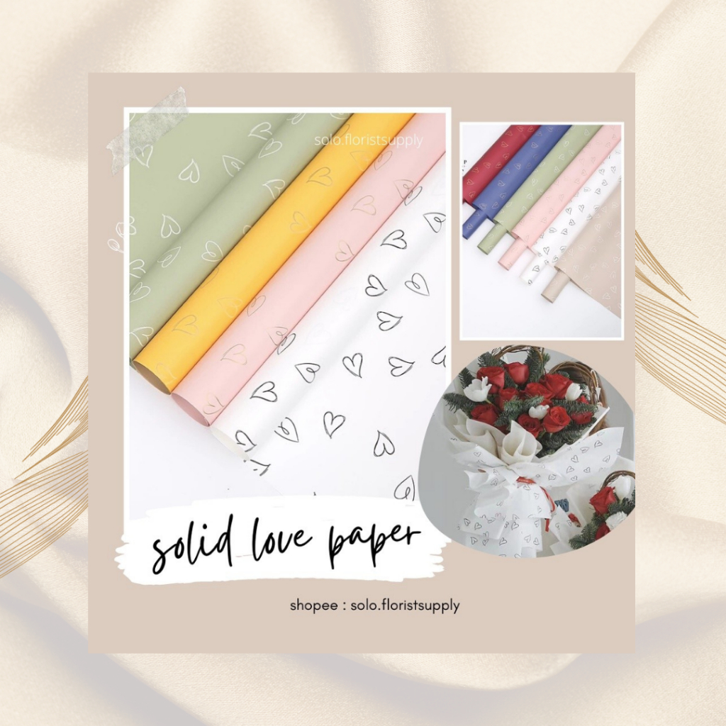 

(ECER) SOLID LOVE PATTERN FLOWER WRAPPING COLOR CELLOPHANE KERTAS BUKET BUNGA HANDBOUQUET WRAP PAPER