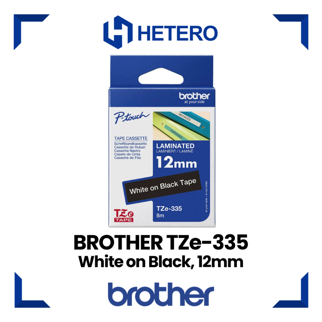 

BROTHER Color Tape TZE-335 White on Black, 12mm