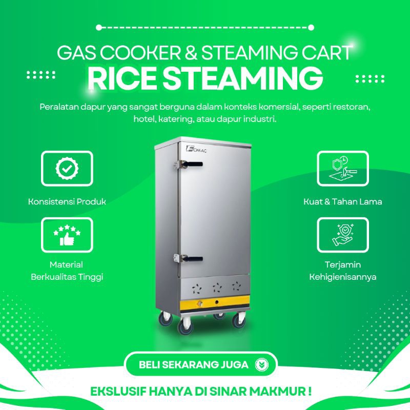 Gas Cooker Rice Steaming Cart Fomac RSC-GZF