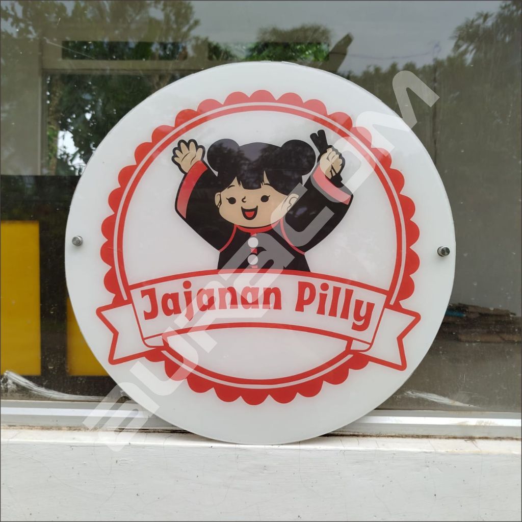 Plang nama toko Bulat, Plang nama ruangan, plang akrilik, Plang Logo,custom free desain ( A122 )