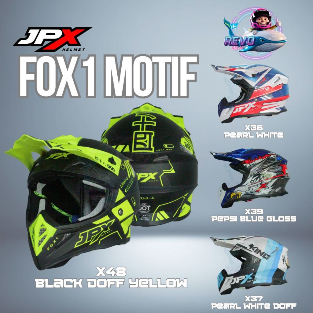 HELM JPX FOX1 CROSS MOTIF ORIGINAL, HELM TRABAS FULL FACE MOTOCROSS TRAIL KLX, JPX HELMET OFFICIAL