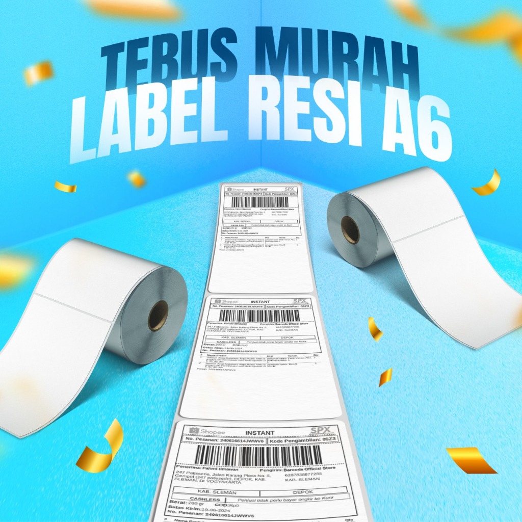 

Label Stiker Thermal A6 100x150 mm 100 x 150 isi 250 Pcs