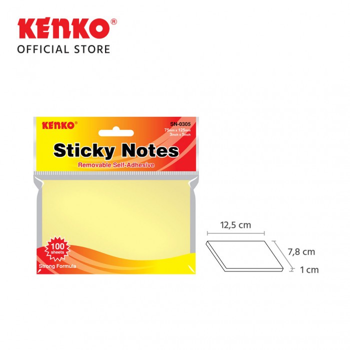 

KENKO STICK NOTE SN-0305 YELLOW ( 75mm x 125mm ) - 1 PADS