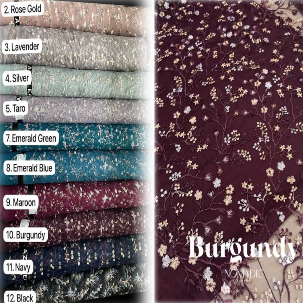 Kain Tille PREMIUM Bordir Garden tulle Motif kebaya brokat tille tille gamis tille tren terbaru