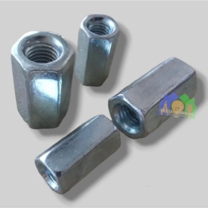 Longnut Mur Panjang M6 Galvanis Putih (6mm)