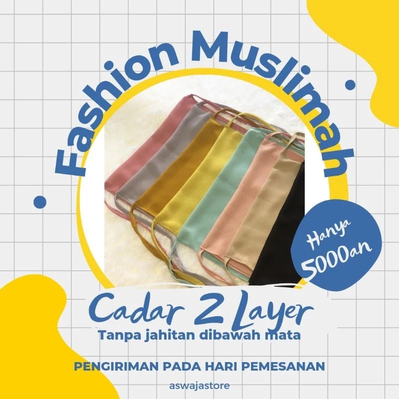 Cadar Tali 2 Layer Tanpa jahitan dibawah mata Bahan Diamond | Niqob | Dan aksesoris Muslimah lainnya