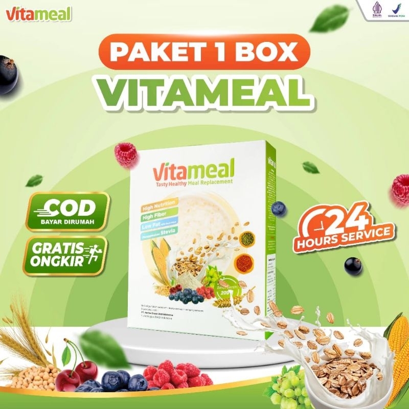 

VITAMEAL - Sereal Pengganti Nasi Bantu Atasi Diabetes Asam Lambung Gerd & Maag 1 box 200gr