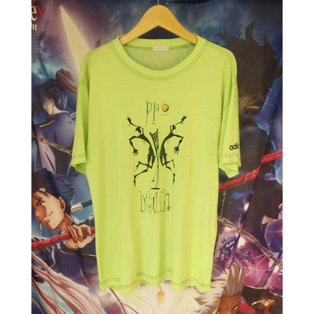 Vintage Adidas Pro Beach Yellow Tee with Trefoil Tag Kaos Tshirt Original Second Merch Japan Korea B